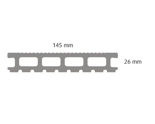Terasa profilový řez s rozměry 145 mm a 26 mm