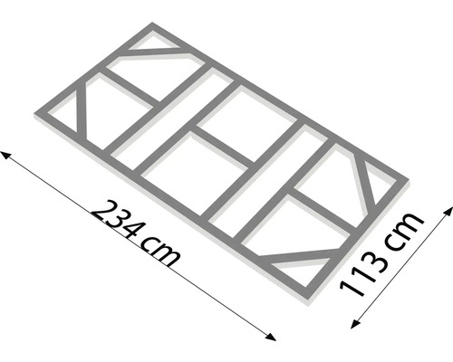 Dřevěný rám s rozměry 234 cm x 113 cm