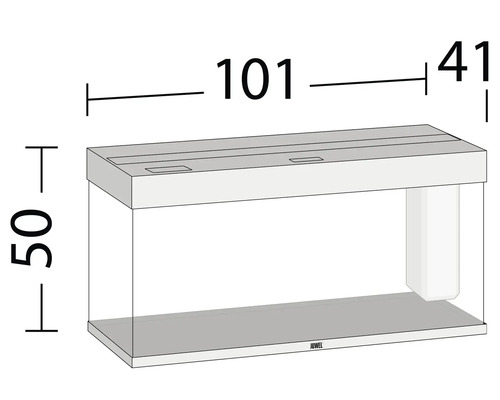 Nákres akvária s rozměry