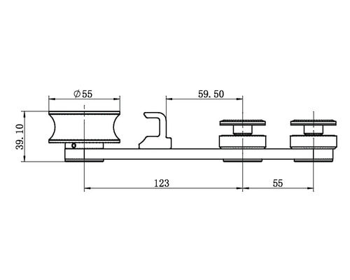 Technický výkres posuvného dveřního systému s rozměry