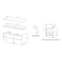 Koupelnová skříňka pod umyvadlo Jungborn TRENTA cotto matná 116,7 x 64,6 x 44,5 cm