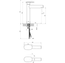 Technický nákres armatury s rozměry