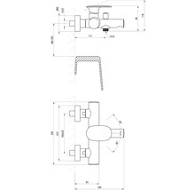 Technický výkres armatury s rozměry.