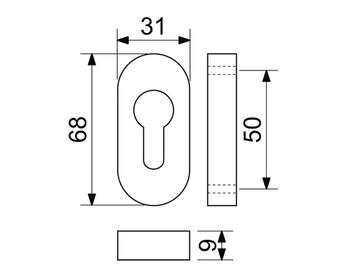 Technický výkres kování dveří s rozměry