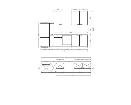 Plán kuchyně s rozměry