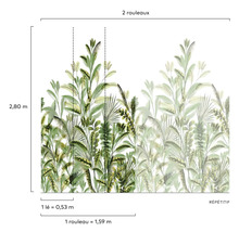 Obrázek rozměrů fototapety s rostlinnými motivy.