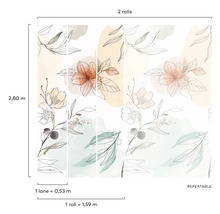 Tapeta s květinovým vzorem, skládající se ze dvou rolí