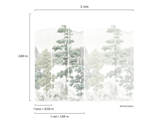 Foto tapeta s motivem lesa, skládající se ze dvou rolí