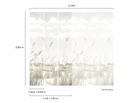 Tapeta s motivem trávy a oblohy, dvě role