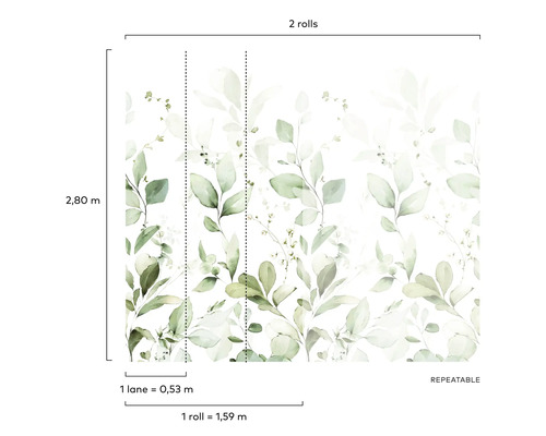 Tapeta s listovým vzorem, role o délce 1,59 metru