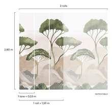 Tapeta se vzorem stromů a rozměry pro dvě role