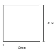 Čtvercová plocha o rozměrech 100 cm krát 100 cm.