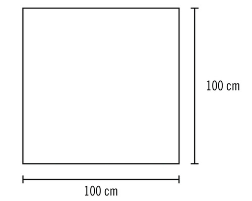 Čtvercová plocha o rozměrech 100 cm krát 100 cm.