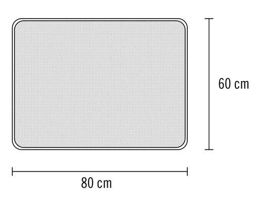 Ilustrace sítě proti hmyzu o rozměrech 80 x 60 centimetrů