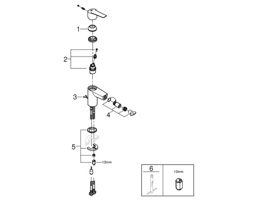 Rozkreslený nákres baterie s jednotlivými díly