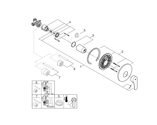 Rozkreslený nákres armatury s jednotlivými díly