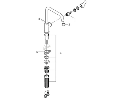 Rozkreslený nákres armatury s jednotlivými díly.