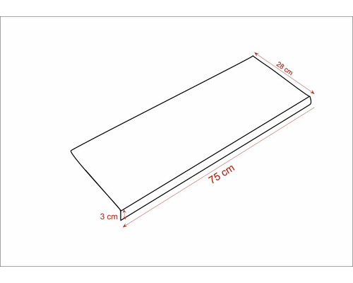 Police s rozměry 75 cm x 28 cm x 3 cm