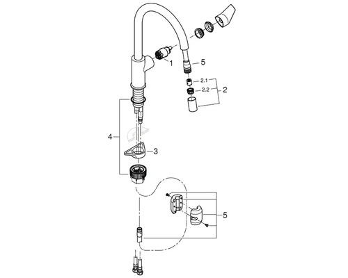 Rozkreslený nákres armatury s díly a čísly.