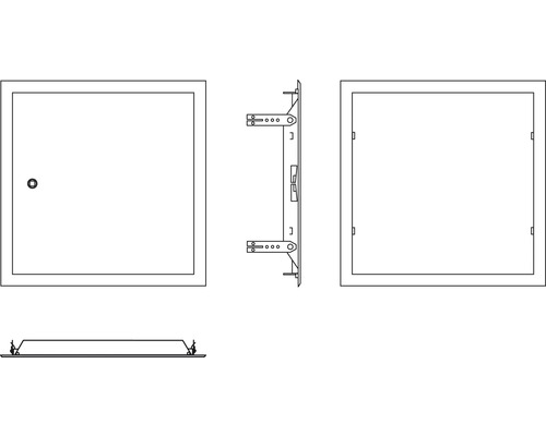 Revizní dvířka v různých pohledech.