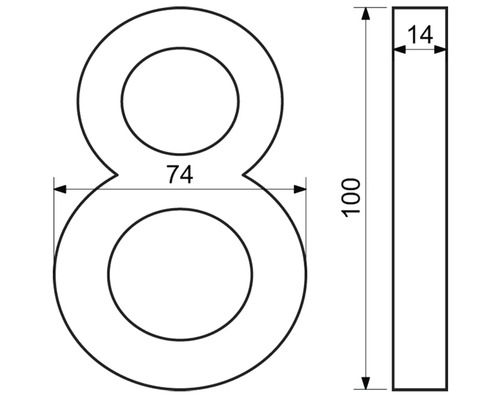 Technický výkres čísla domu osm s rozměry