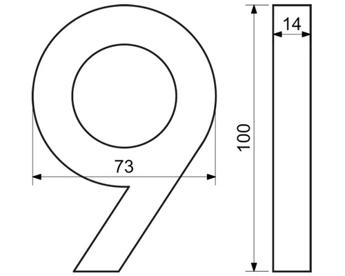 Technický nákres domovního čísla 9 s rozměry