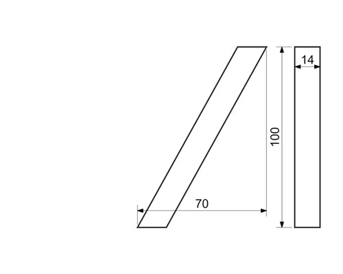 Obrázek dřevěné lišty o rozměrech 100 x 14 x 70 mm.