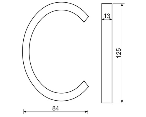 Technický nákres profilu ve tvaru C s rozměry
