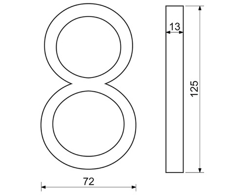 Technický výkres domovního čísla osm s rozměry