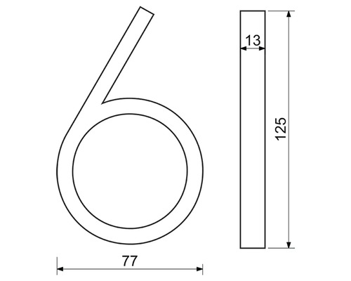Technický výkres domovního čísla 6 s rozměry