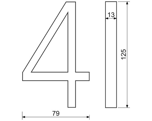 Technický nákres domovního čísla 4 s rozměry