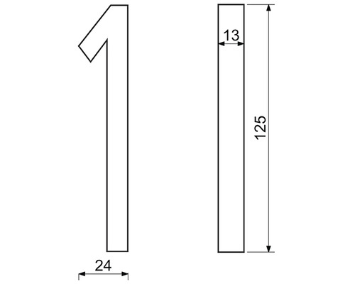 Technický nákres domovního čísla 1 s rozměry