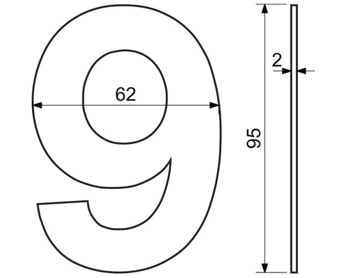 Technický nákres domovního čísla 9 s rozměry