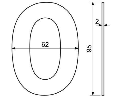 Technický nákres nuly s rozměry