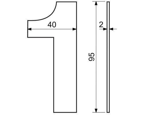 Technický výkres domovního čísla jedna s rozměry