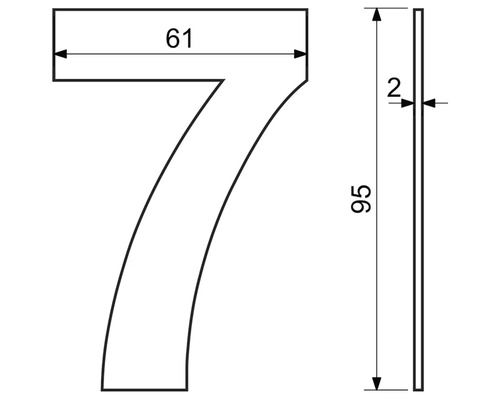 Technický výkres čísla sedm s rozměry