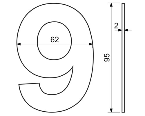 Technický výkres čísla domu 9 s rozměry
