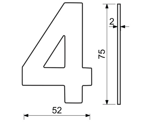 Technický nákres domovního čísla 4 s rozměry