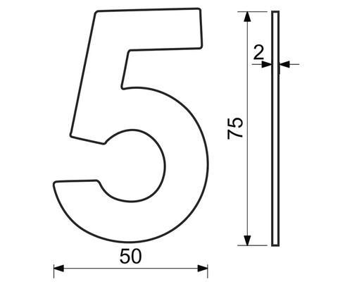 Technický nákres domovního čísla 5 s rozměry