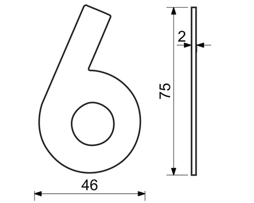 Technický výkres čísla domu 6 s rozměry