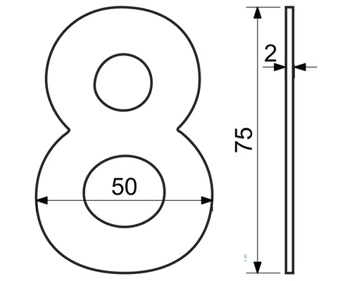 Technický výkres čísla domu osm s rozměry