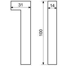 Technický výkres s rozměry: 31 a 14 na šířku, 100 na výšku