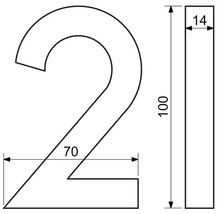 Technický výkres čísla 2 s rozměry v milimetrech
