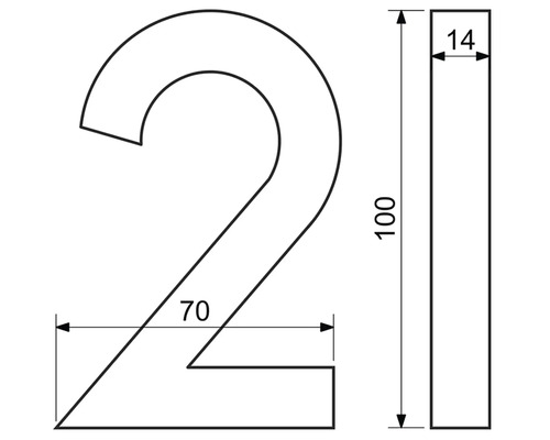 Technický výkres čísla 2 s rozměry v milimetrech
