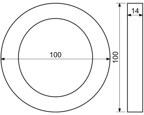 Technický výkres prstence o rozměrech 100 x 14 mm