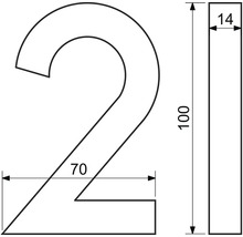 Technický výkres čísla dvě s rozměry