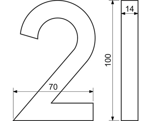 Technický výkres čísla dvě s rozměry