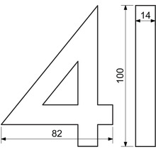 Technický výkres čísla čtyři s rozměry