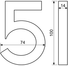 Technický nákres domovního čísla 5 s rozměry