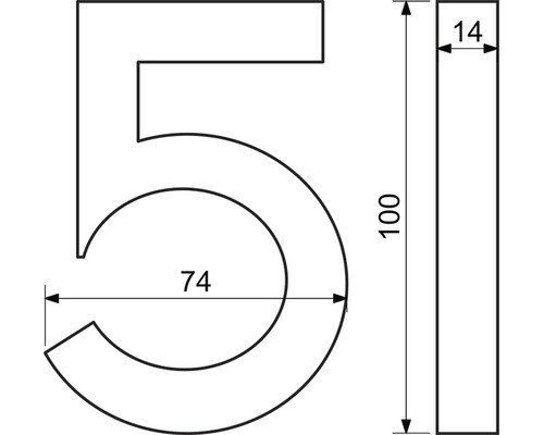 Technický nákres domovního čísla 5 s rozměry